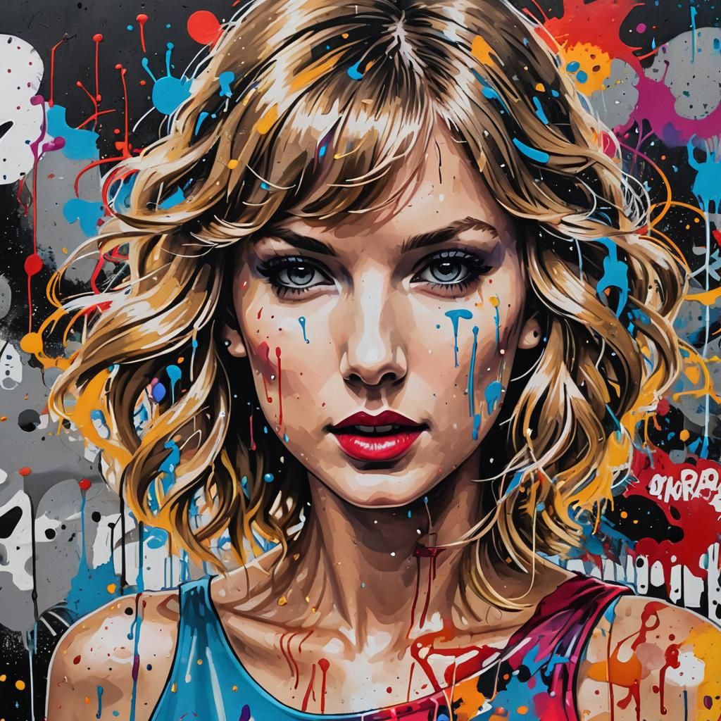 Street Art Portrait with Swirling Colors