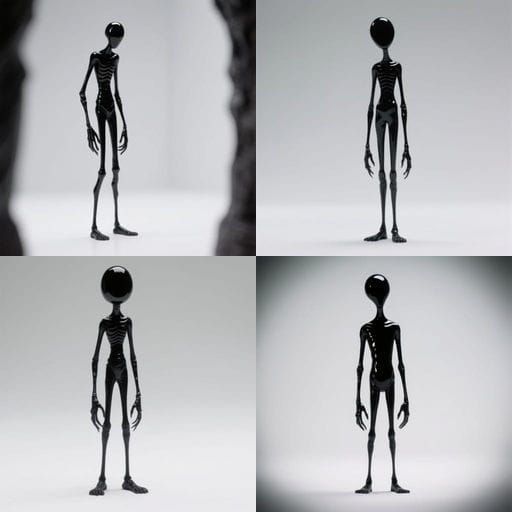 Creepy Obsidian Figure in Stop Motion, Burtonesque Style