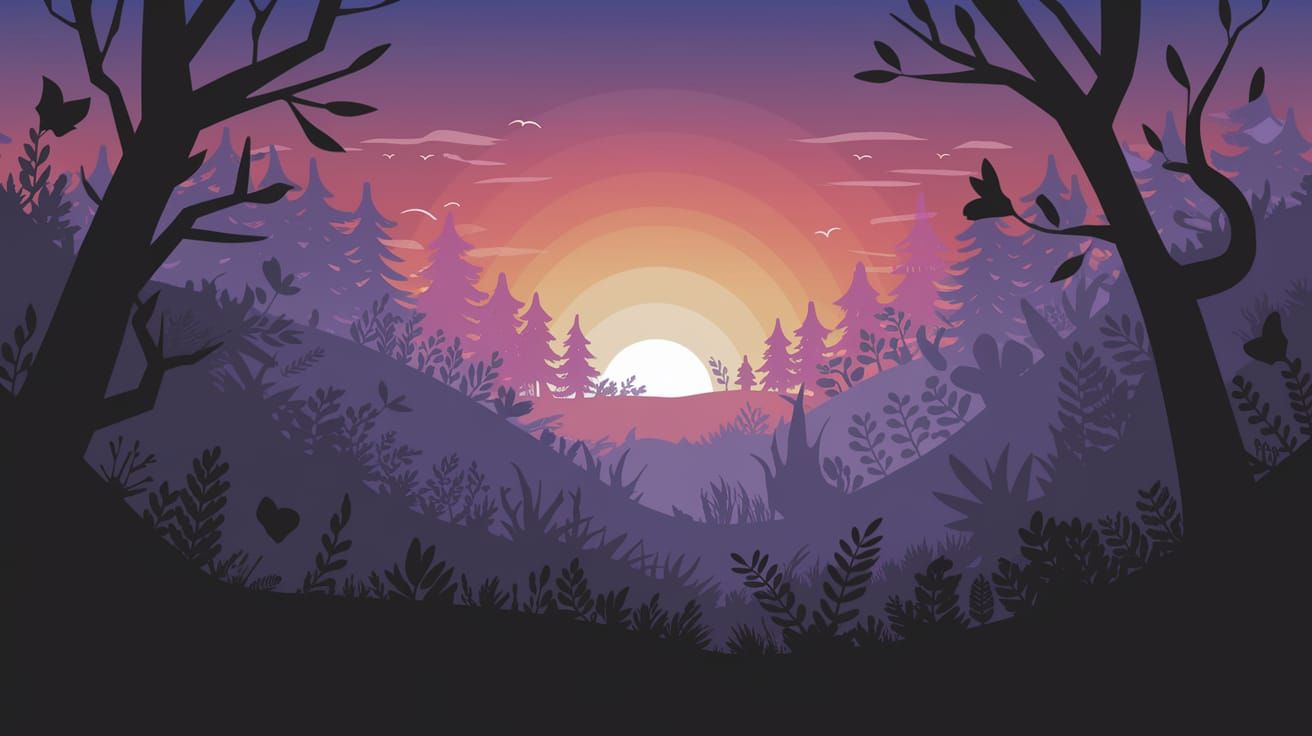 Vibrant Sunrise in Enchanting Forest