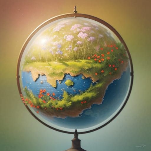 Glowing Earth Orb in a Verdant Paradise