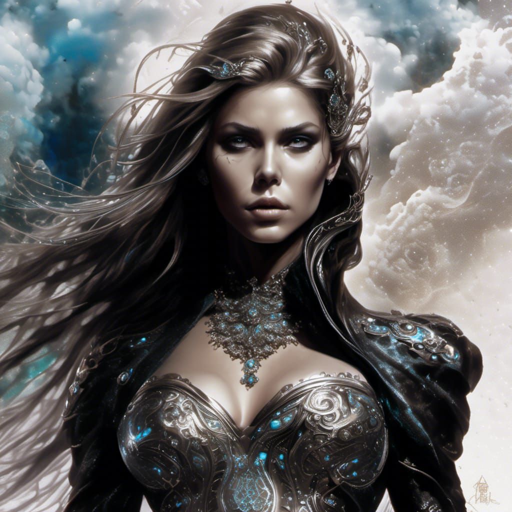 Warrior Princess Dissolving into Smoke: Hyperreal Digital Ar...