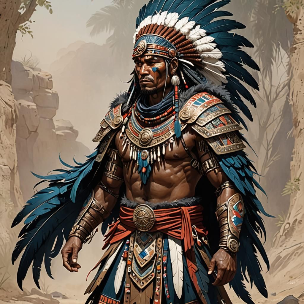 Noble Tribal Warrior with Elaborate Headdress