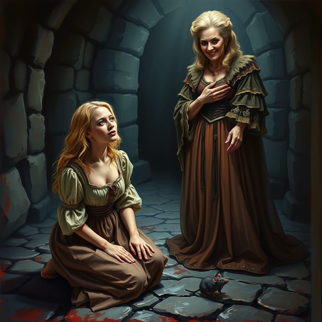 Surreal Horror Scene Depicts Dark Goddess Overpowering Morta...