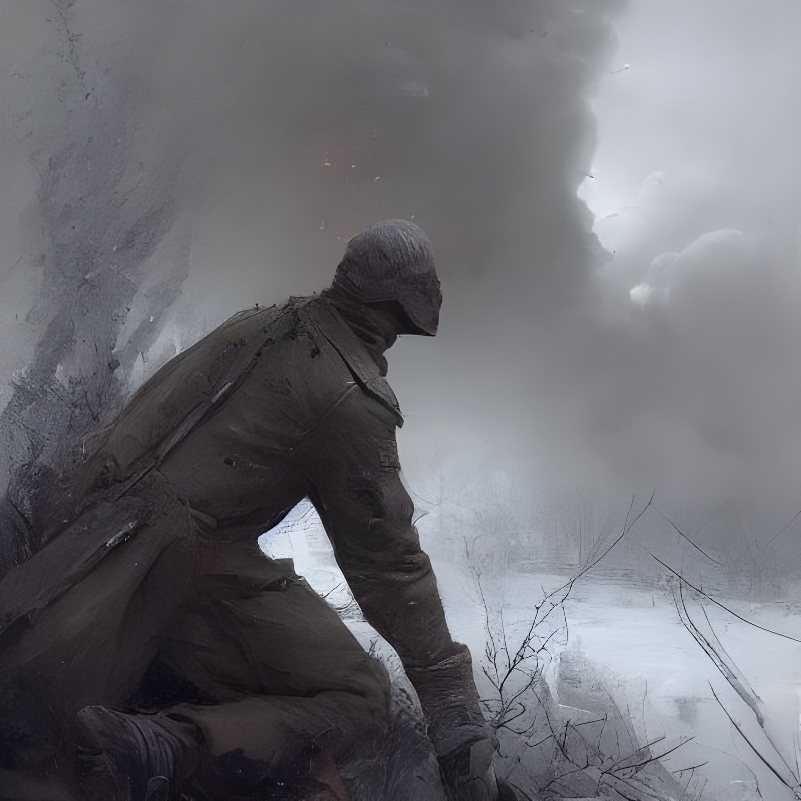 Cold War Soldier in Gothic Horror Style