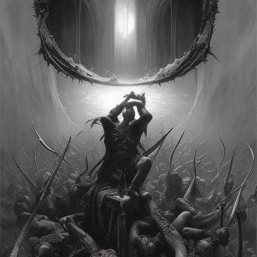 Death Metal Horror Art in Doré Rutkowski Style
