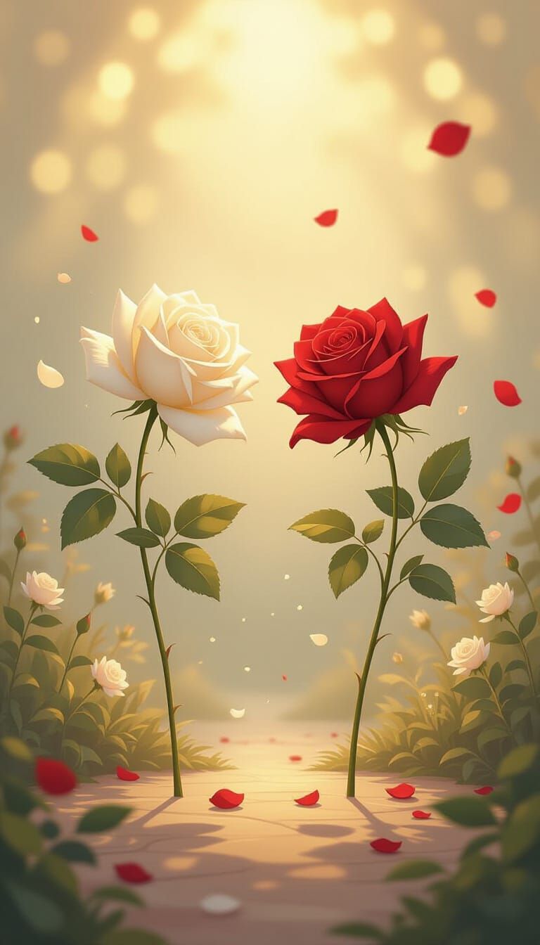 Dancing Roses in Golden Light: Impressionist Style