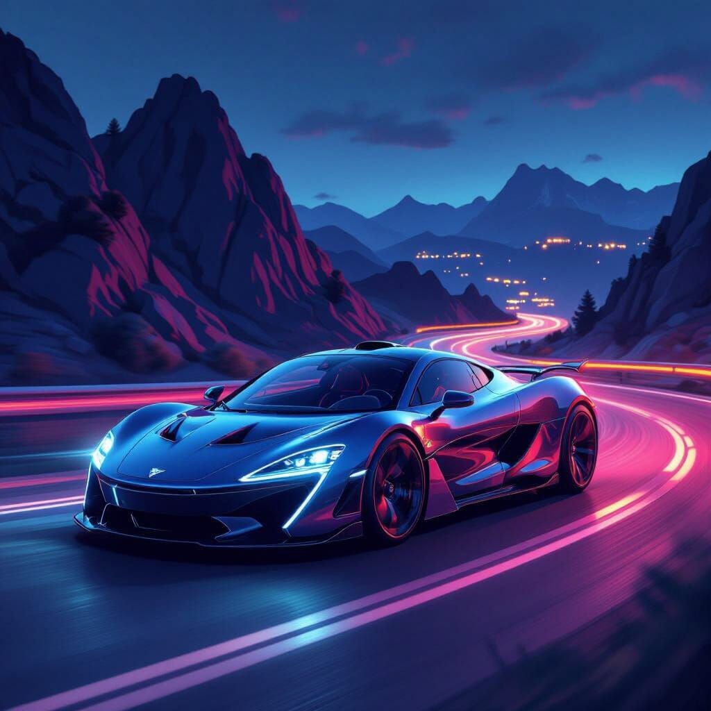 Maclaren P1 Races on Neon Lit Mountain Road