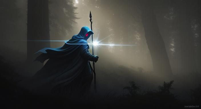 Mystical Forest Figure in a Cinematic Digital Art Style