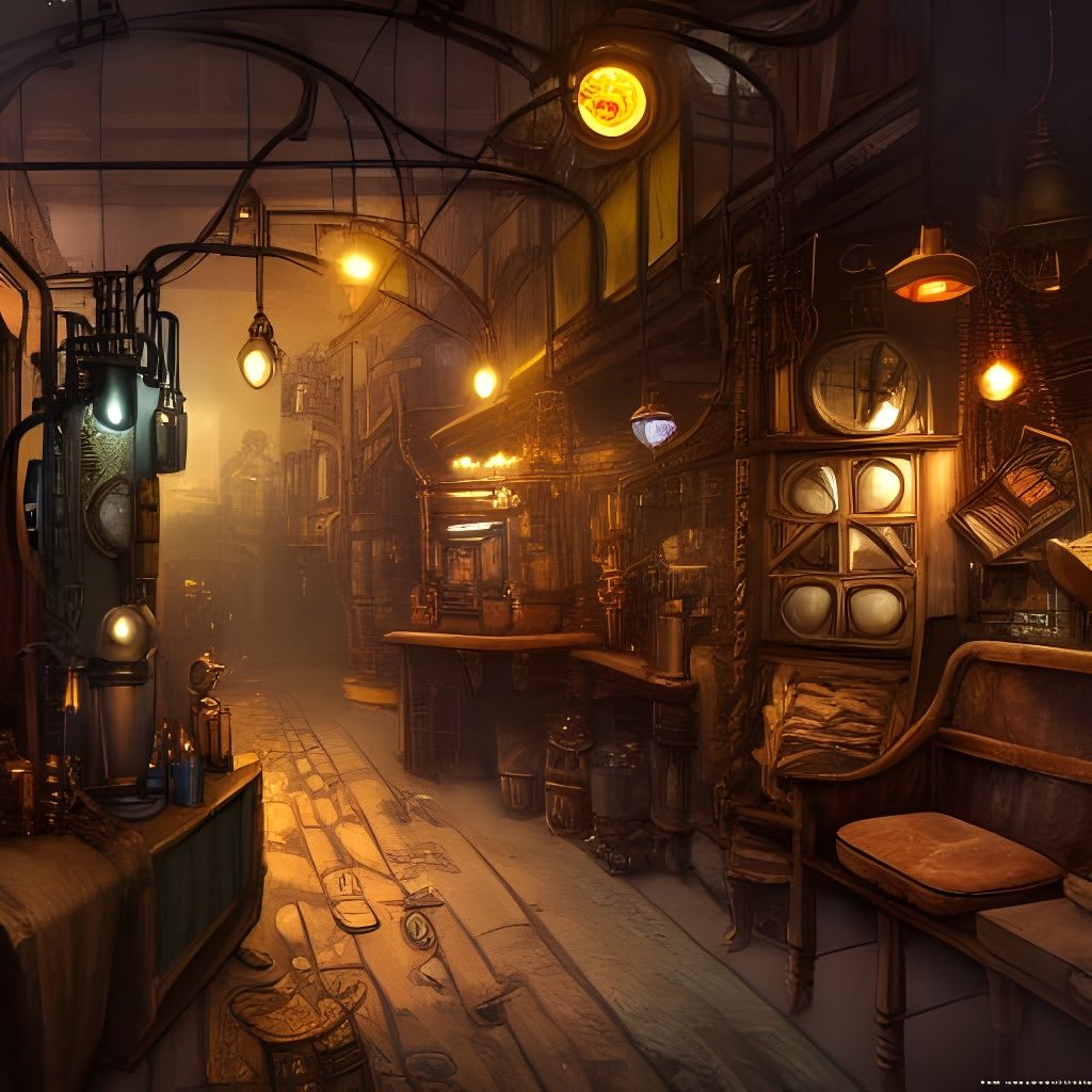 Steampunk Store: Detailed Matte Painting