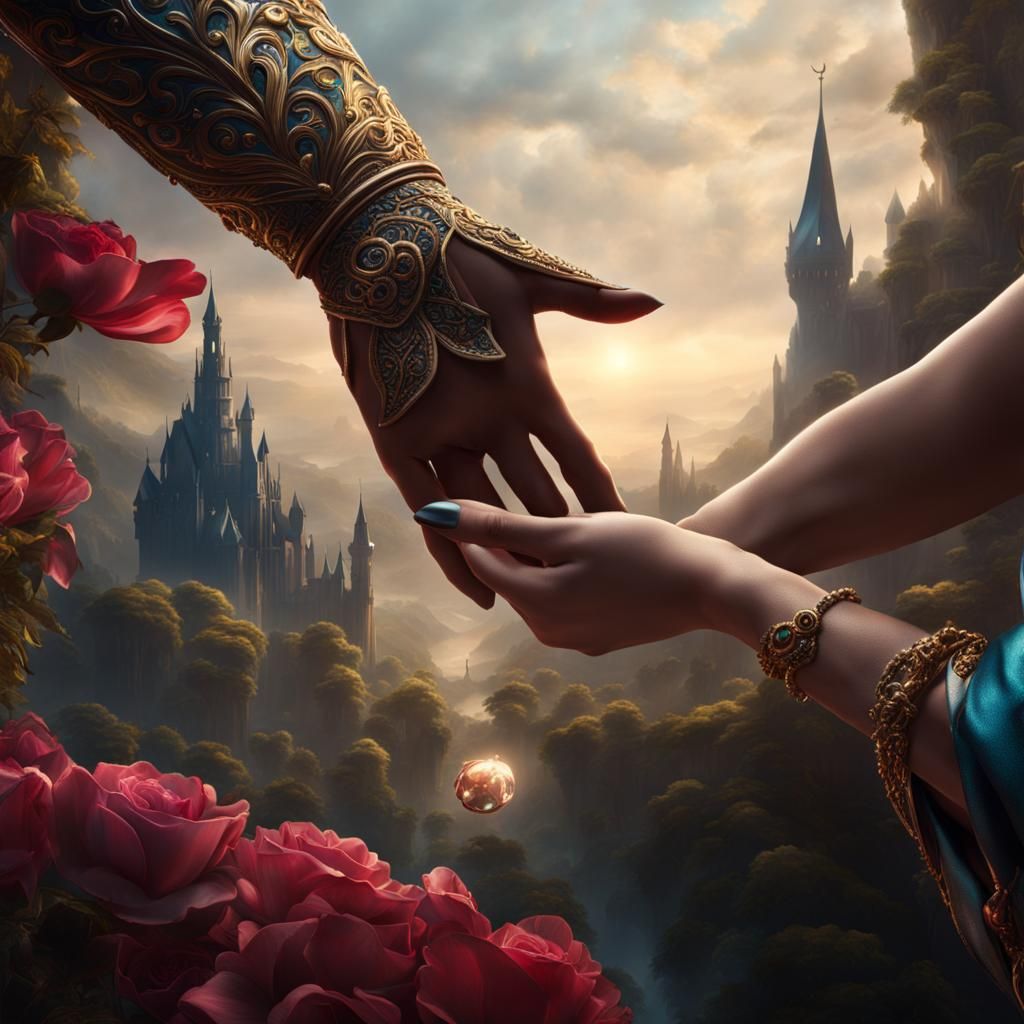 Villain's Hand Reaching for Princess in Fantasy Art