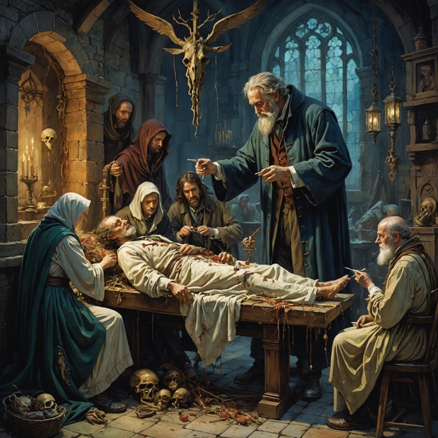 Plague Doctor Illustration in Renaissance Watercolor Style