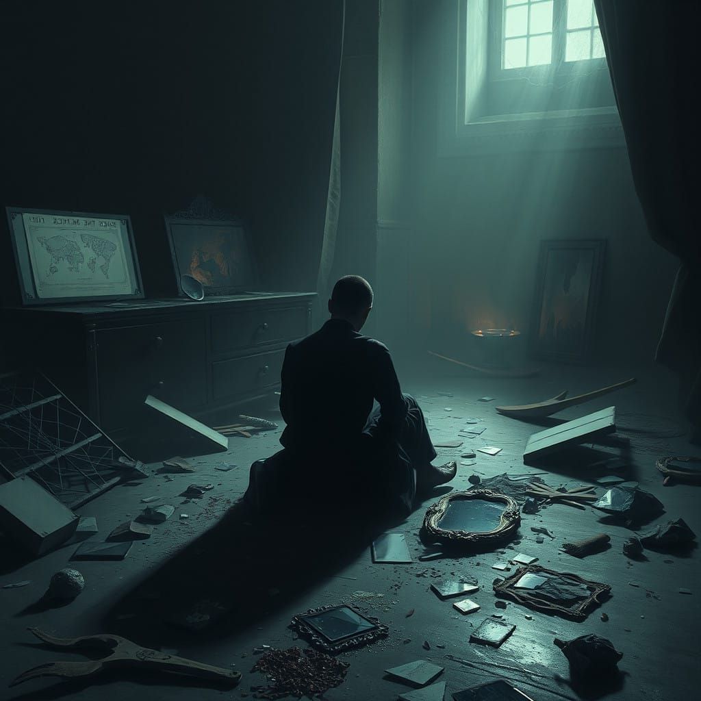 Melancholic Portrait of Contemplation in Watercolor Style