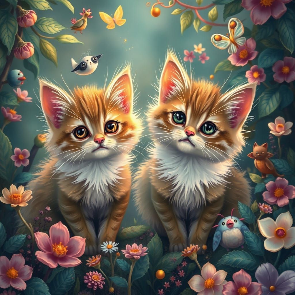 Enchanted Whimsy: Whimsical Kitty Cats in Mystical Realms