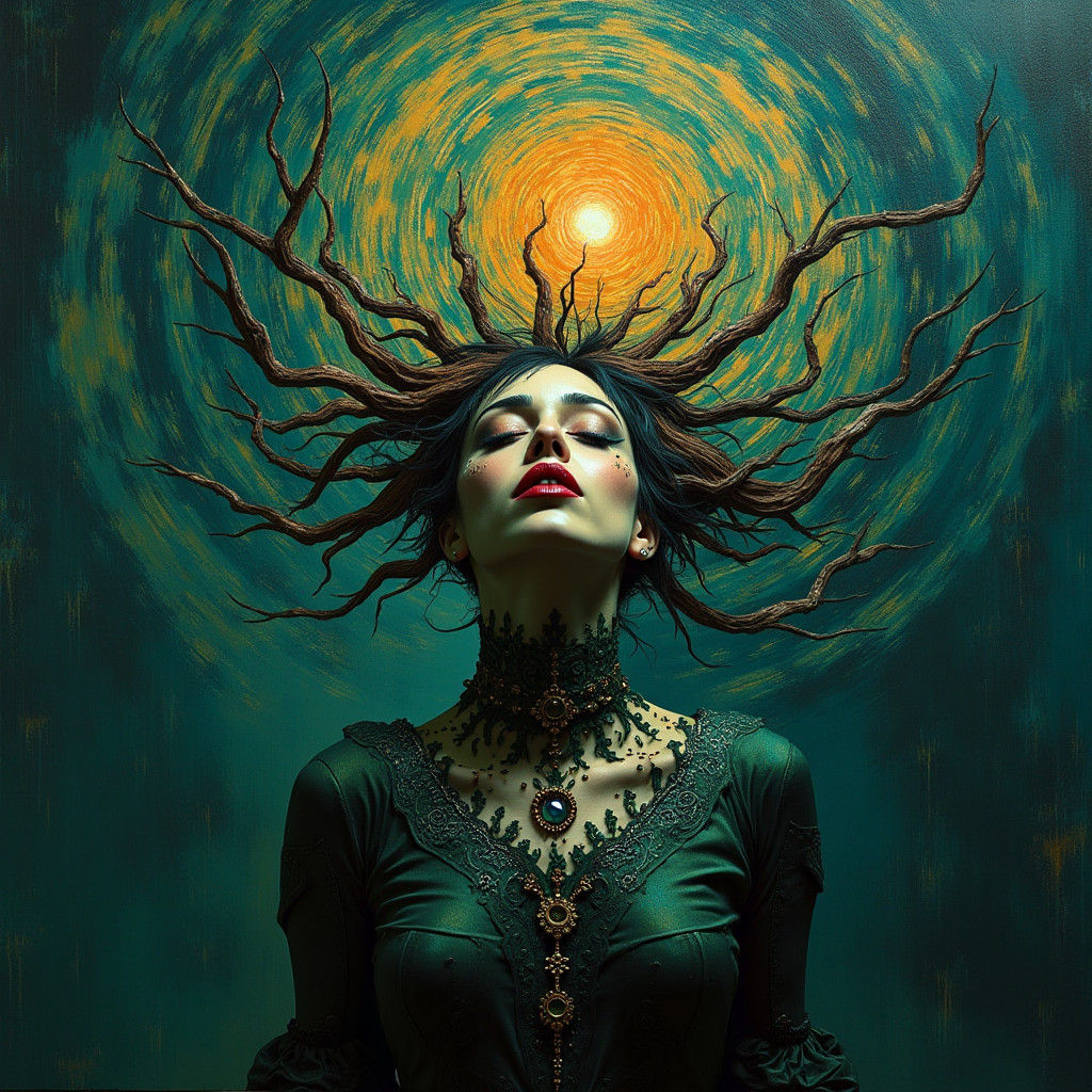 Lady Gaga's Emotional Portrait in Surreal Nightmare Style