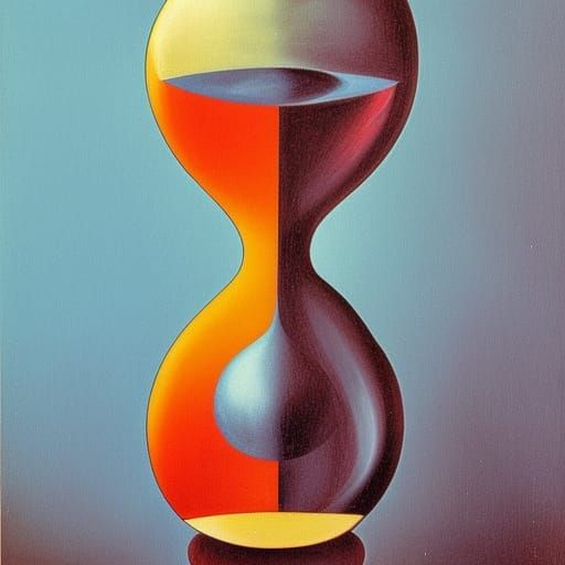 Surreal Hourglass and Old Woman in Dali Style