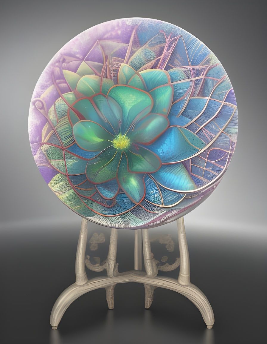 Floral Crystal Kaleidoscope in Botanical Illustration Style