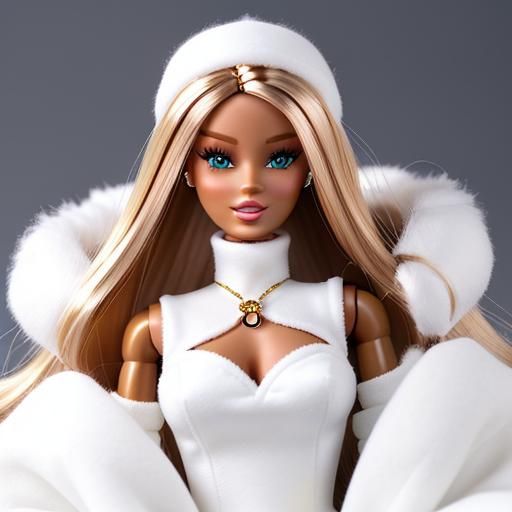 Barbie Doll in White Fur