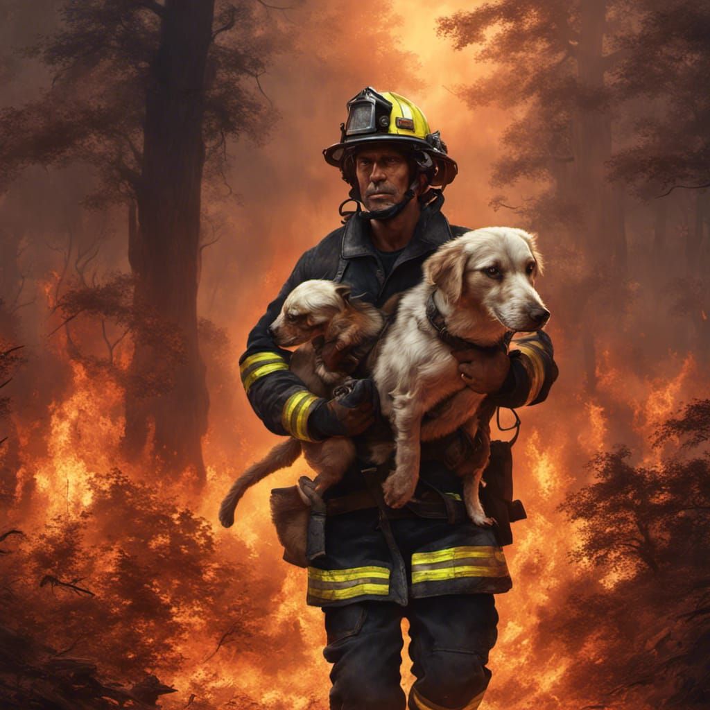 Firefighter Rescues Dog From Forest Fire