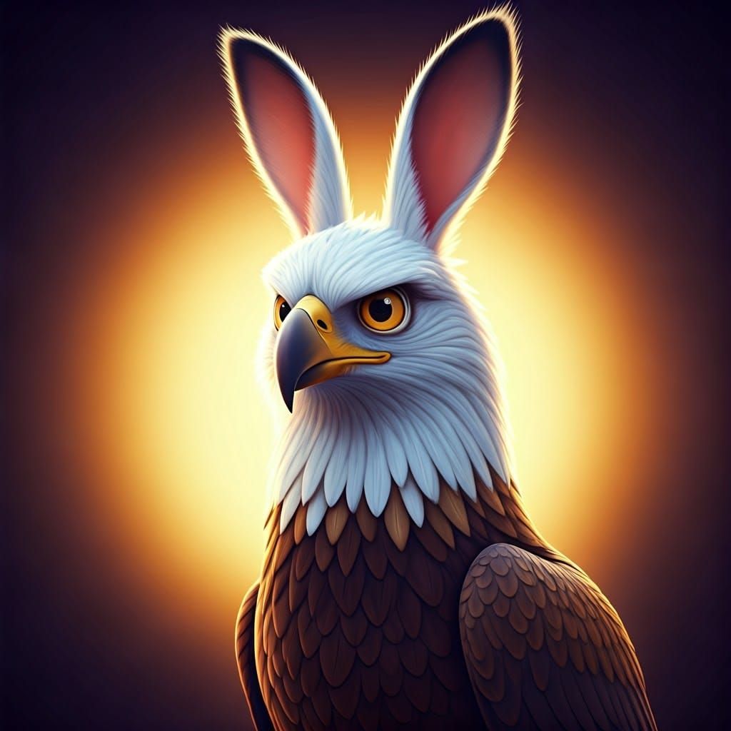 Rabbit and Eagle Concept Art in Vibrant Digital Style