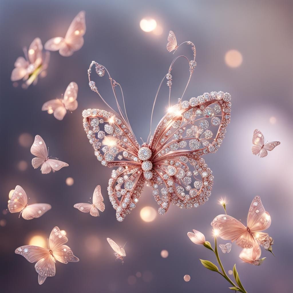 Diamond Butterfly Sparkling in Light