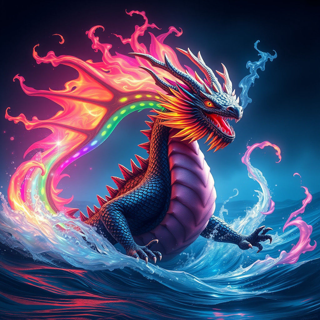 Rainbow Sea Dragon Unleashes Rainbow Fire
