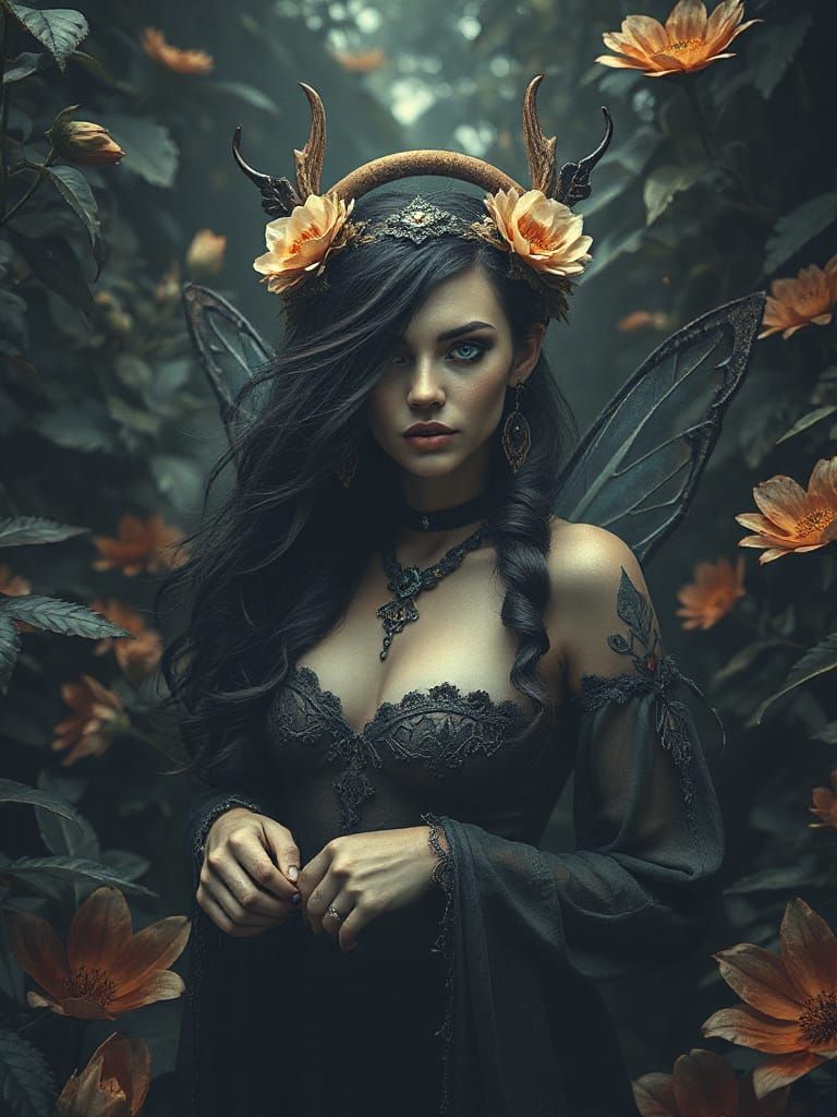 Mystical Nixie in Dreamlike Garden: Cinematic Digital Art