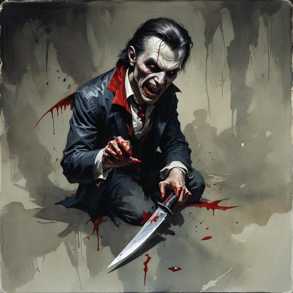 Sinister Vampire Stabbed: Gothic Horror Image