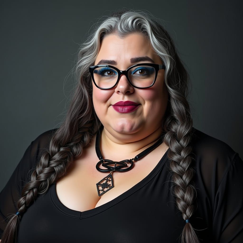 Plus Size Woman with Braids and Heavy Makeup