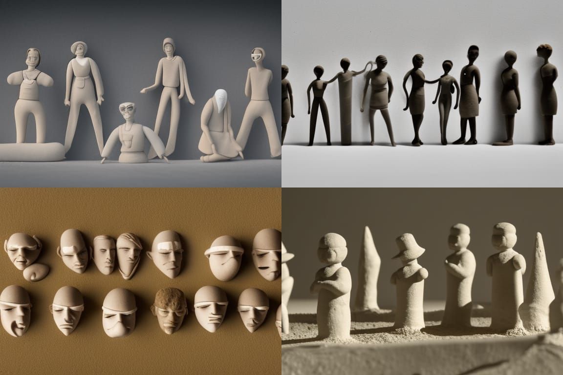 White Clay Tableau of Thrill Kill Characters