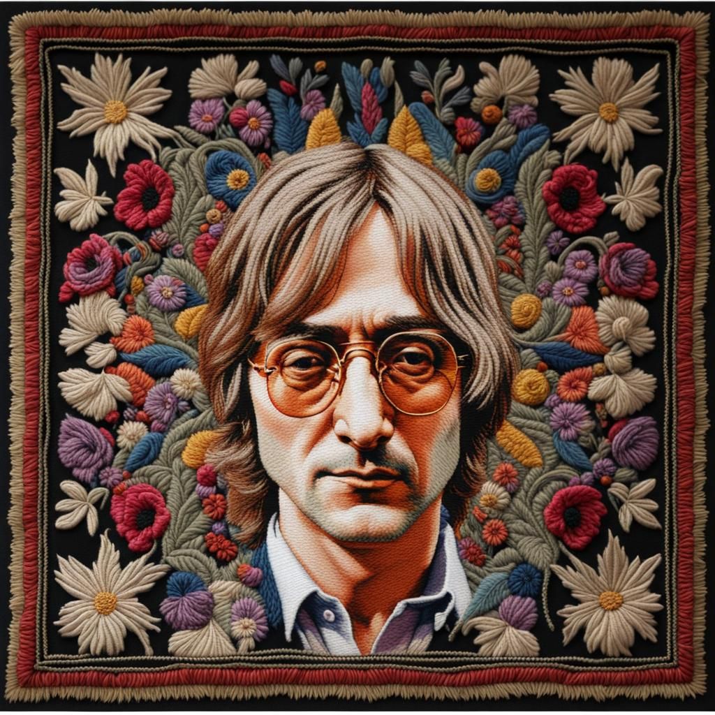 Hyperrealistic Embroidered Tapestry Portrait in 4K