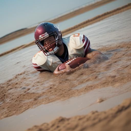 Football Player Sinking in Quicksand: Professional Photo