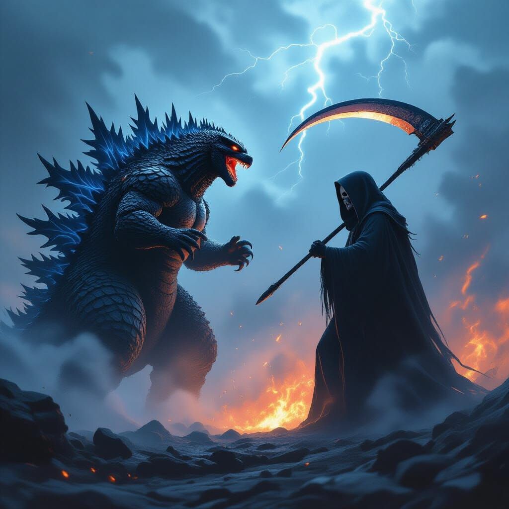 Godzilla vs Grim Reaper Epic Battle