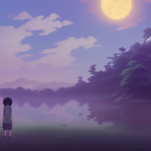Anime Key Visual of Sad Character in Ghibli Style