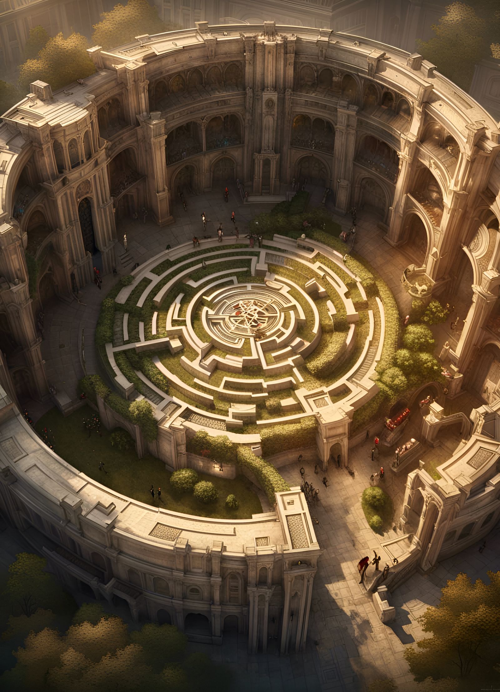 Aerial View of Daedalus's Labyrinth: Digital Art