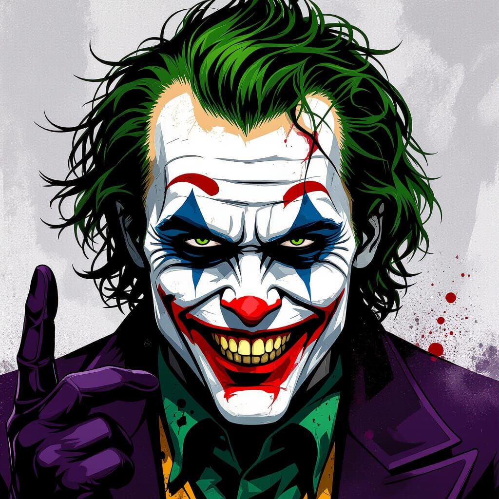 Joker's Cracked Smile in Dark Expressionist Style