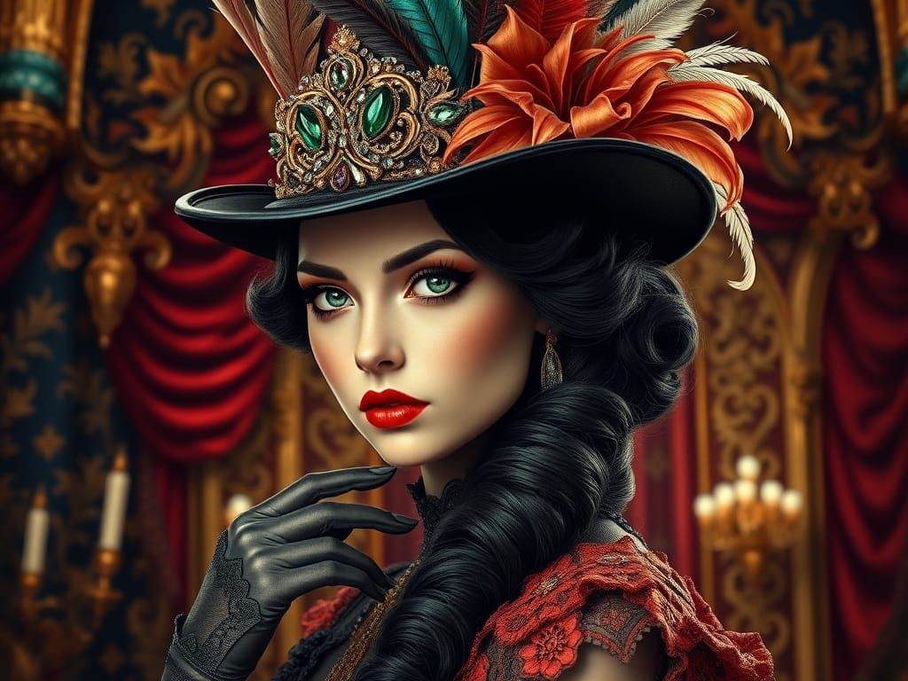 Romantic Victorian Steampunk Lady in Opulent Attire