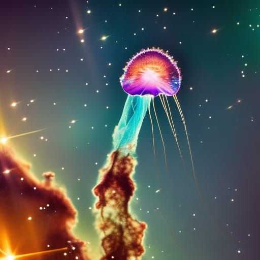 Jellyfish Floating in Pillars of Creation
