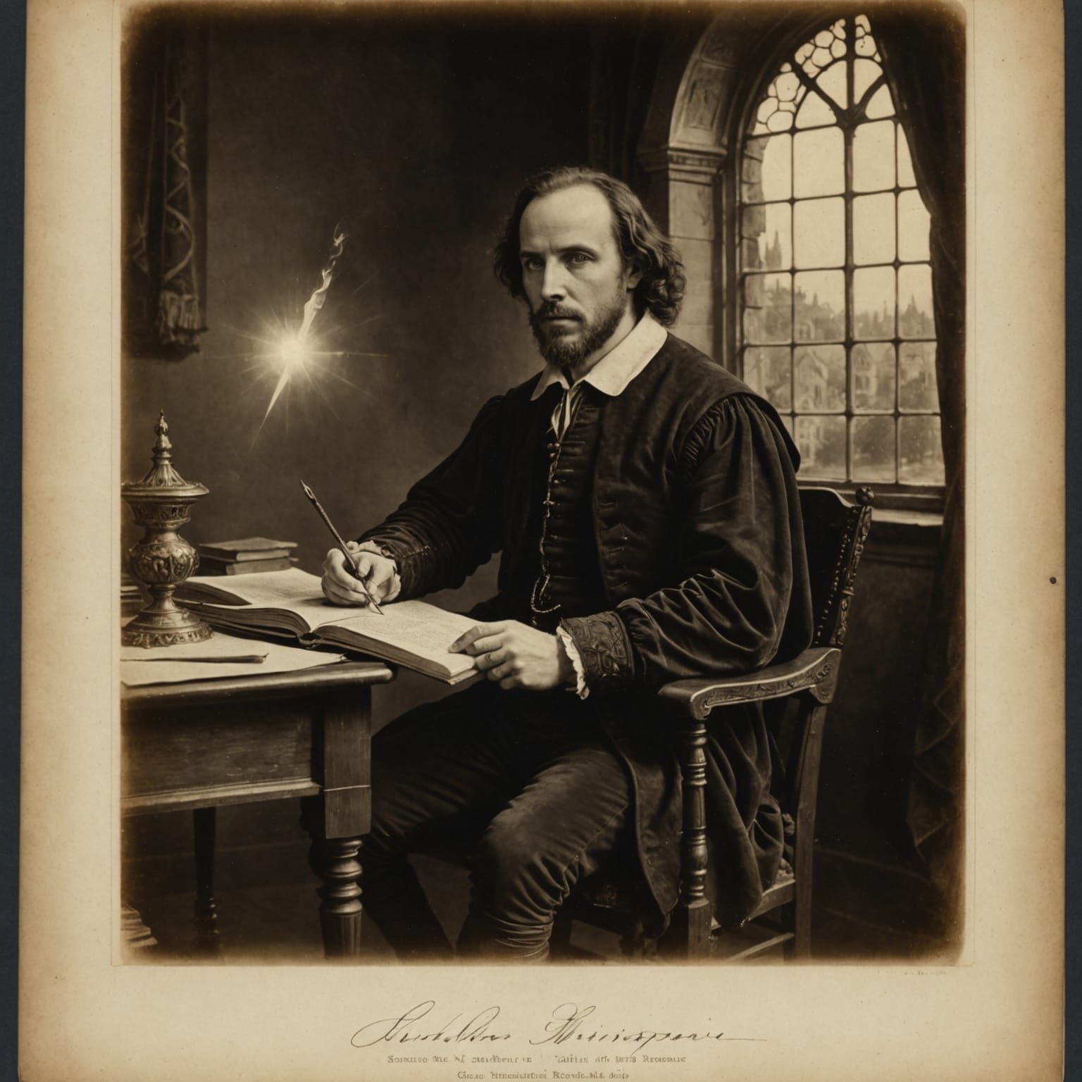 Shakespeare Writing by Window, Mystical Glow