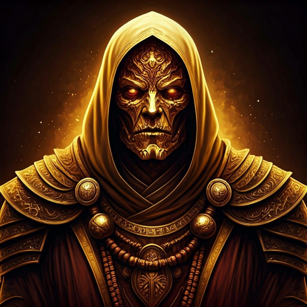 Golden Warforged Monk of Serenity: Fantasy Art