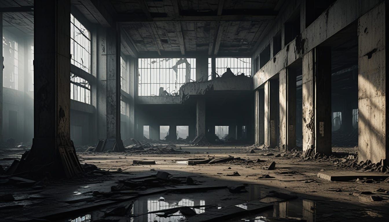 Eternal Void of Despair in Brutalist Style