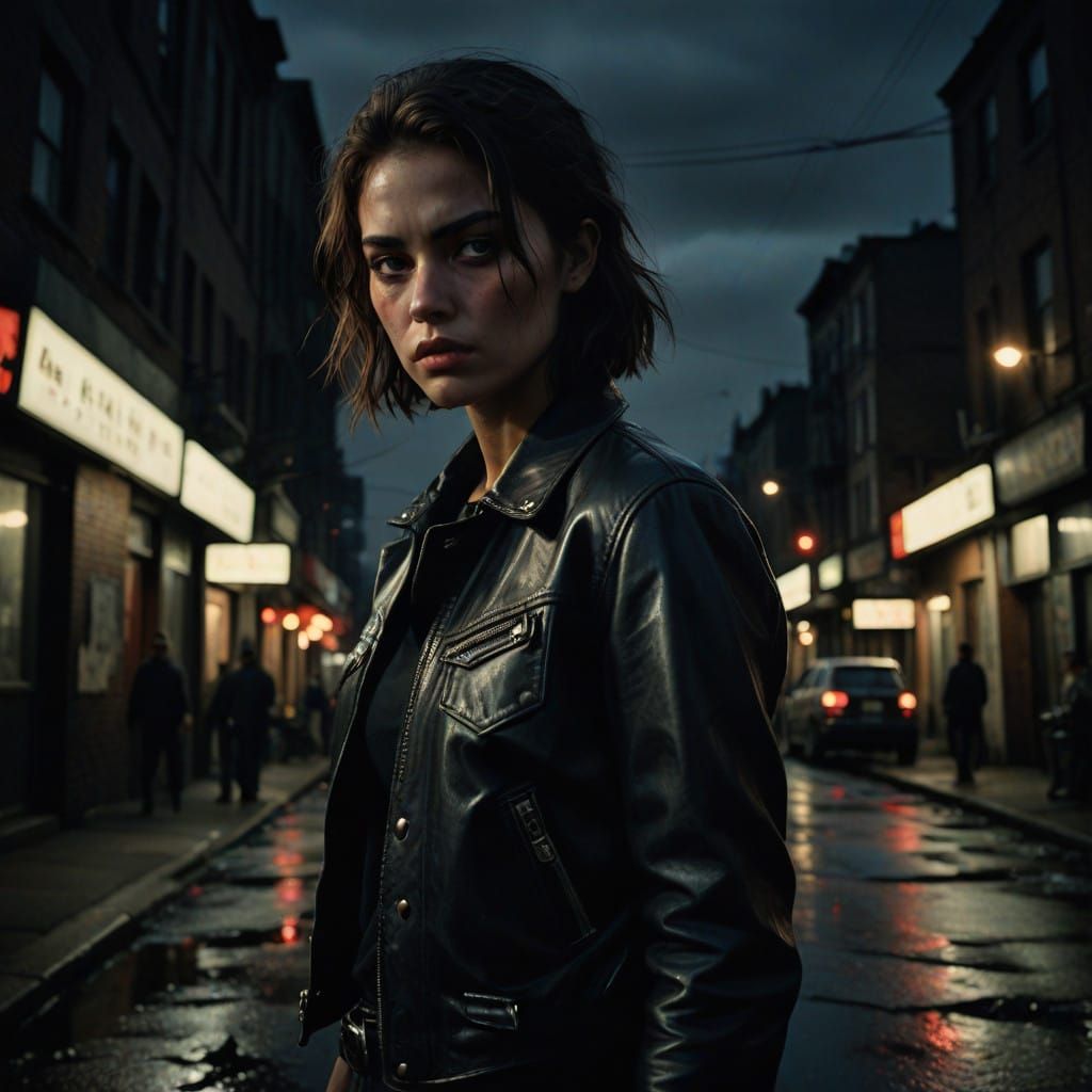 Confident Gangster Girl in High-Contrast Portrait with Chrom...