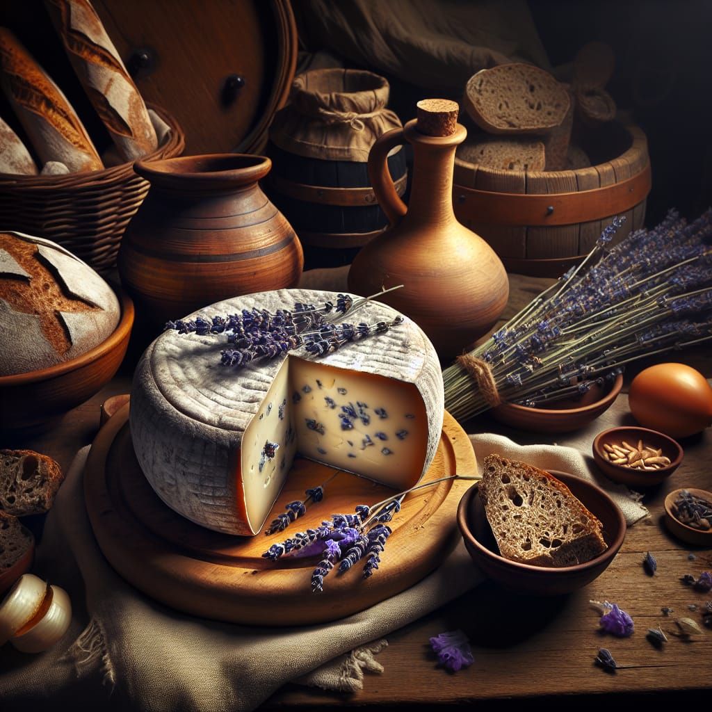 Medieval Still Life with Lavender Cheese