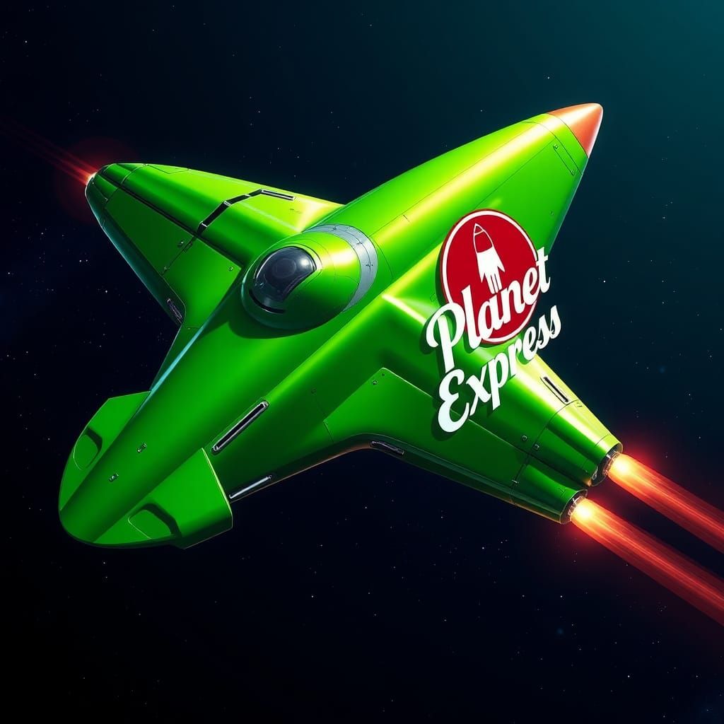 Planet Express Ship Soaring Through Cosmos