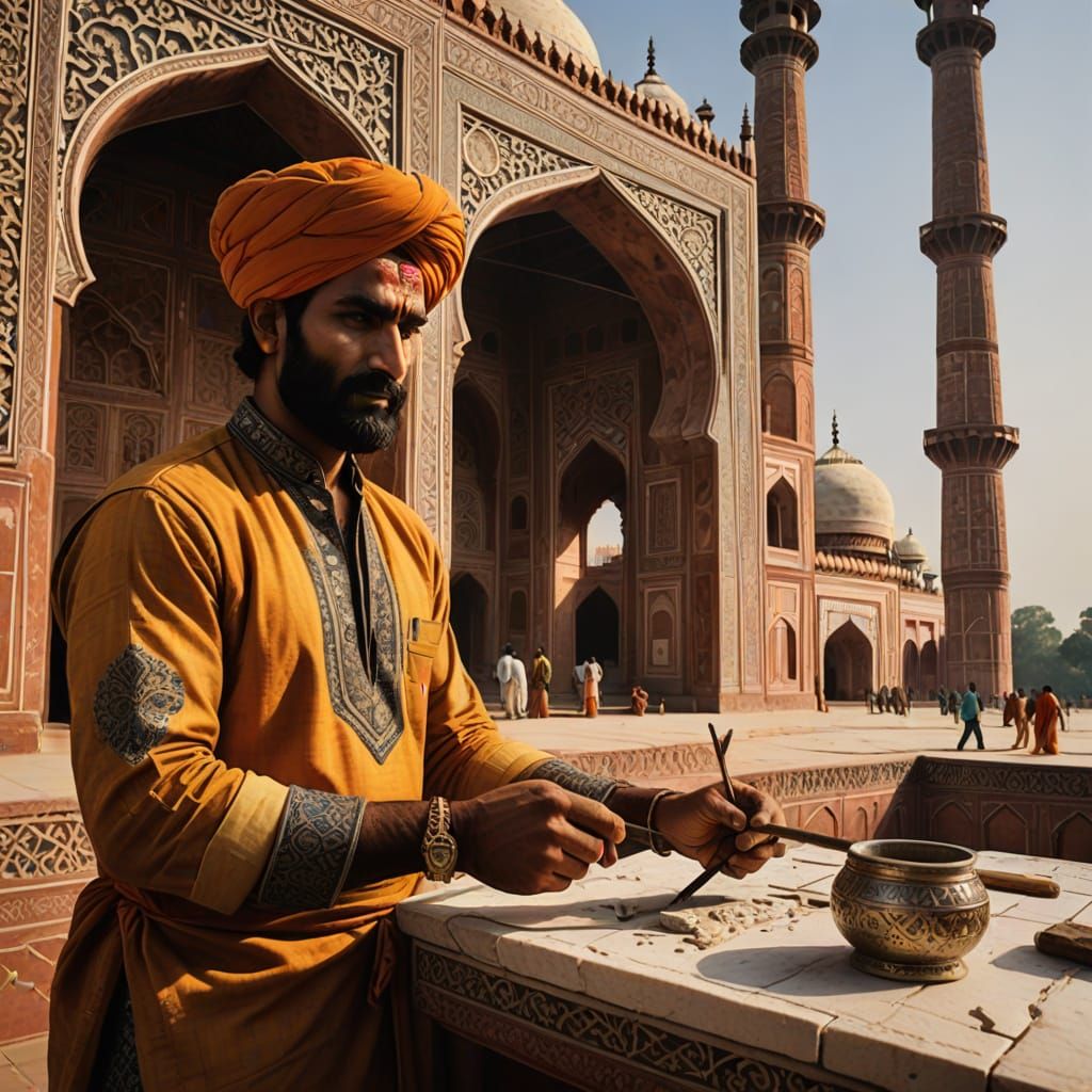 Laborer's Hands Craft Majestic Mughal Miniature