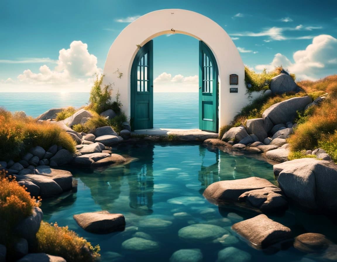 Cottagecore Surreal Seascape Portal in Professional Photogra...
