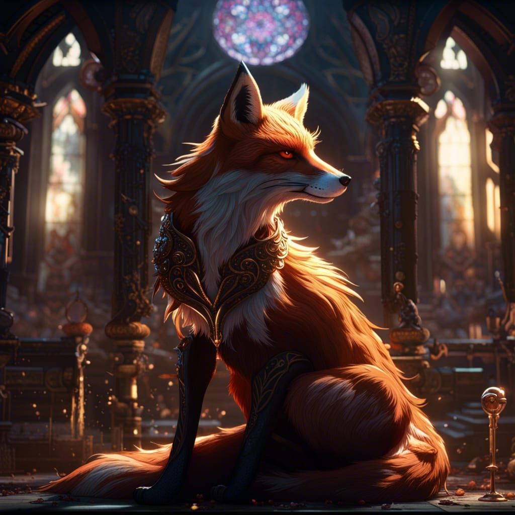 Armored Fox in Dark Fantasy Style