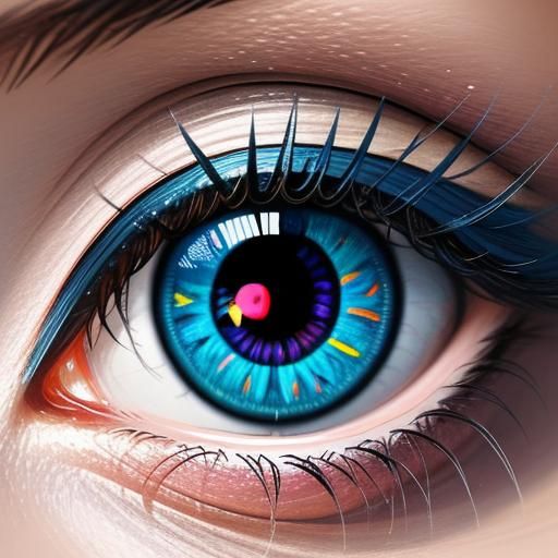 Vibrant Manga-Style Eye Close-Up, 2D Digital Art