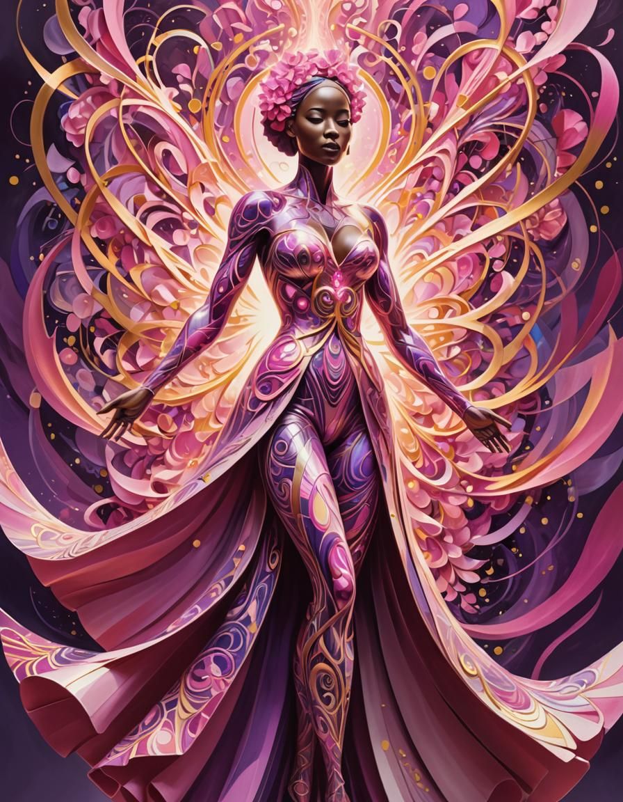 Ethereal 3D Image of Hope in Pink and Gold