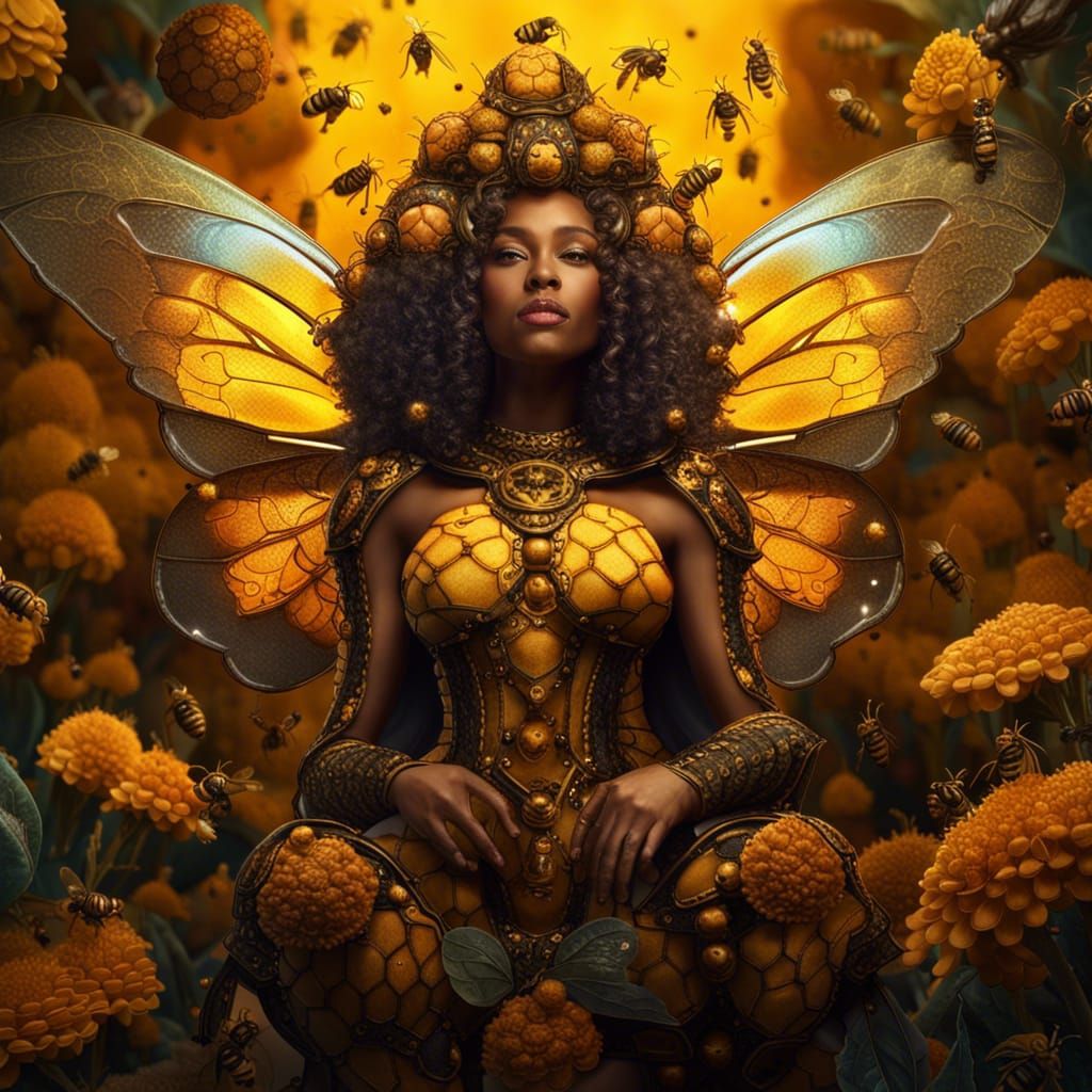 Voluptuous Bee Queen in Detailed Matte Painting