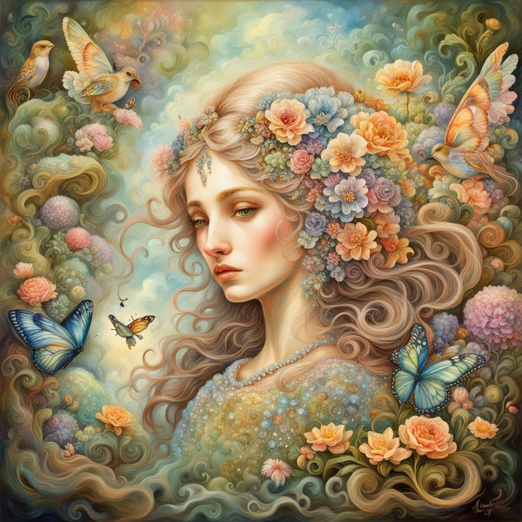 Ethereal Girl in Pastel Fairy Art Style